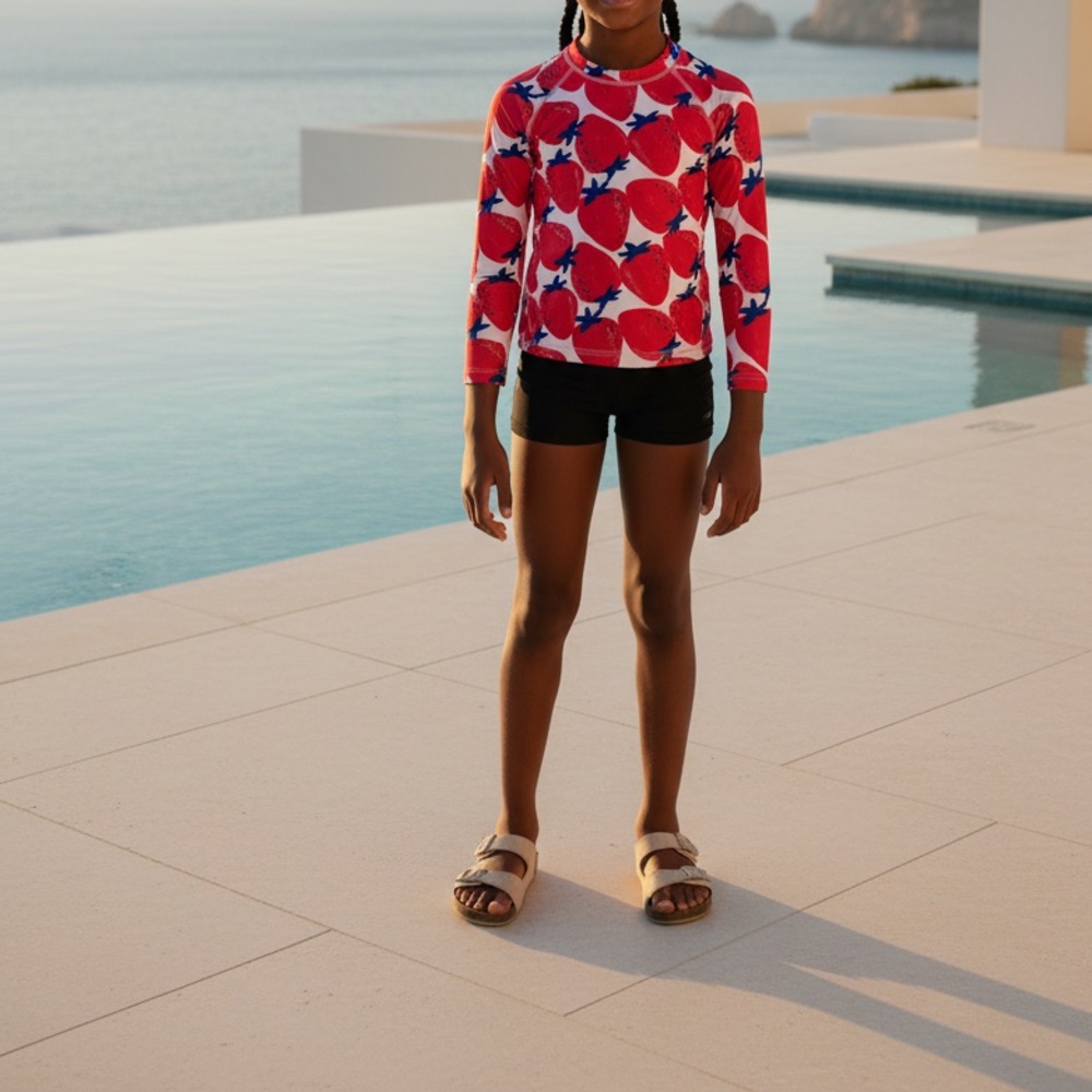 Carters: Strawberry Print Long Sleeve Swim Shirt (ONLY top, no bottoms)